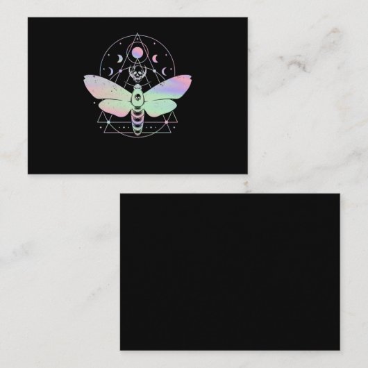 Pastel Gothic Cute Moth Spirituele Moon Visitekaartje (Voorkant / Achterkant)