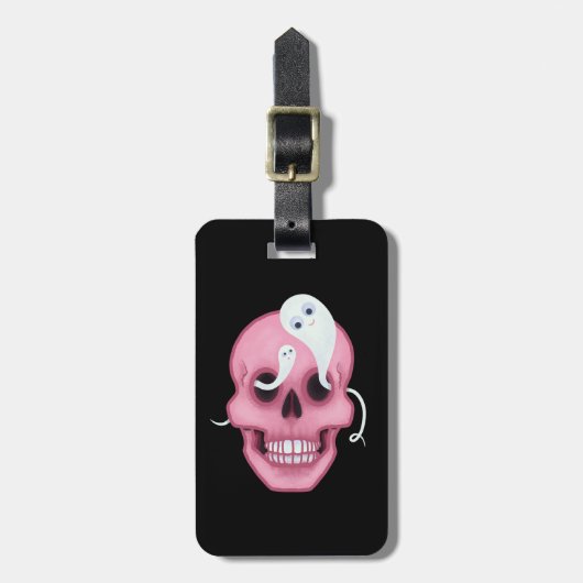 Pastel Gothic Cute Skull Funny Gothic Bagagelabel (Voorkant verticaal)