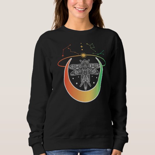 Pastel Gothic Dragonfly Crescent Moon Constellatio Trui (Voorkant)