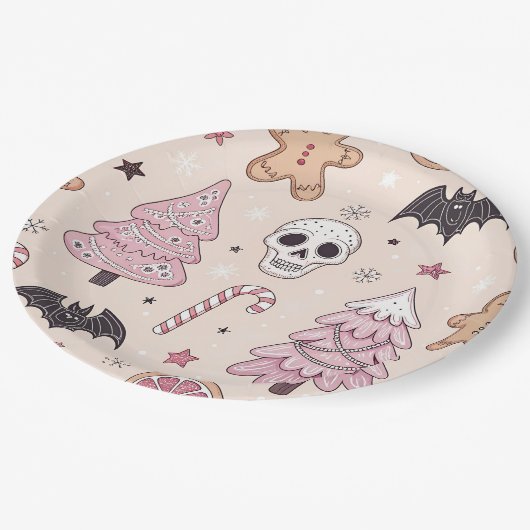 Pastel gothic emo Kerst Papieren Bordje (Gekanteld)