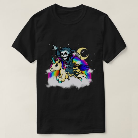 Pastel Gothic esthetische grim luier Unicorn Ride  T-shirt (Design voorkant)