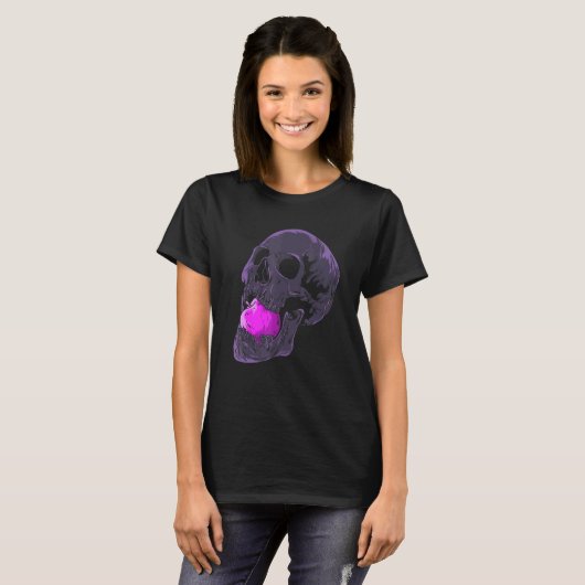 Pastel Gothic esthetische schedel Apple Fruit Skel T-shirt (Voorkant volledig)