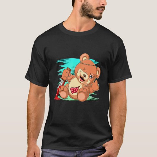 Pastel Gothic Evil Animal Creepy Teddy Bear T-shirt (Voorkant)