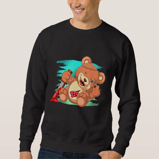 Pastel Gothic Evil Animal Creepy Teddy Bear Trui (Voorkant)