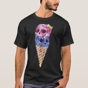 Pastel Gothic Evil Skulls Ice Cream Gelato op een  T-shirt
