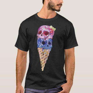 Pastel Gothic Evil Skulls Ice Cream Gelato op een  T-shirt