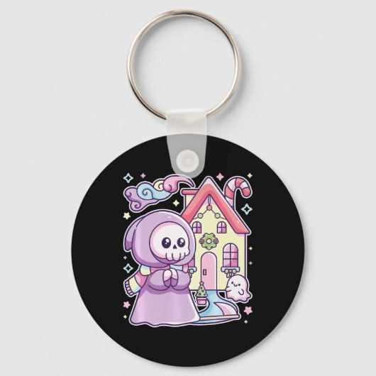 Pastel Gothic Grim Reaper Xmas Halloween Easy Cost Sleutelhanger (Voorkant)