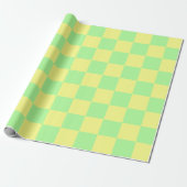 Pastel Gothic Groen en Geel Checkers Cadeaupapier (Uitgerold)