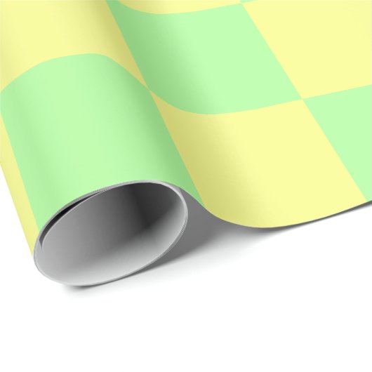 Pastel Gothic Groen en Geel Checkers Cadeaupapier (Rol Hoek)
