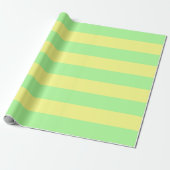 Pastel Gothic Groene en Gele Awning Stripes Cadeaupapier (Uitgerold)