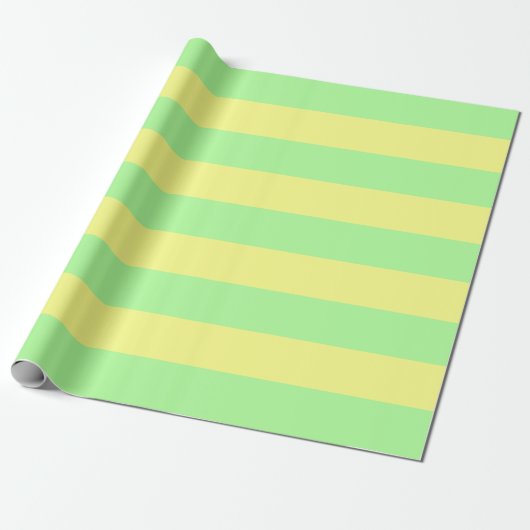 Pastel Gothic Groene en Gele Awning Stripes Cadeaupapier (Uitgerold)