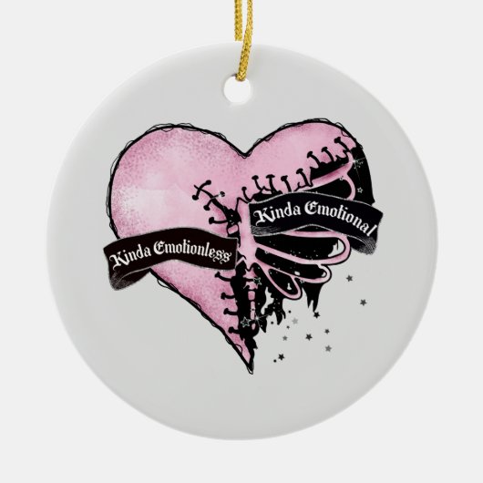 Pastel Gothic Heart | Emotioneel en onbeweeglijk Keramisch Ornament (Voorkant)