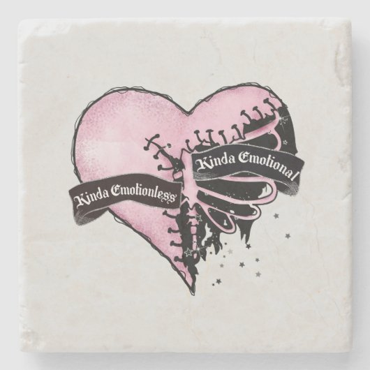 Pastel Gothic Heart | Emotioneel en onbeweeglijk Stenen Onderzetter (Voorkant)