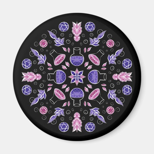 Pastel gothic heksen punt pentagram roze paars magneet (Voorkant)