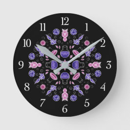 Pastel gothic heksen punt pentagram roze paars ronde klok