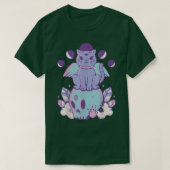 Pastel gothic kat op het skelet van de schedel t-shirt (Design voorkant)