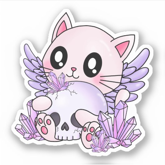 Pastel Gothic kat & schedel Sticker (Voorkant)