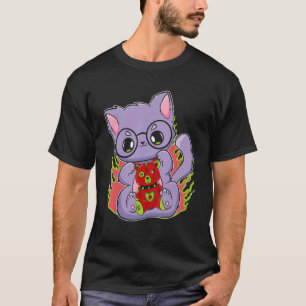 Pastel Gothic katat met Teddy Bear voor horrorvent T-shirt