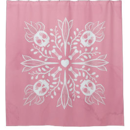 Pastel gothic kawaii grappige schedel Harajuku roz Douchegordijn