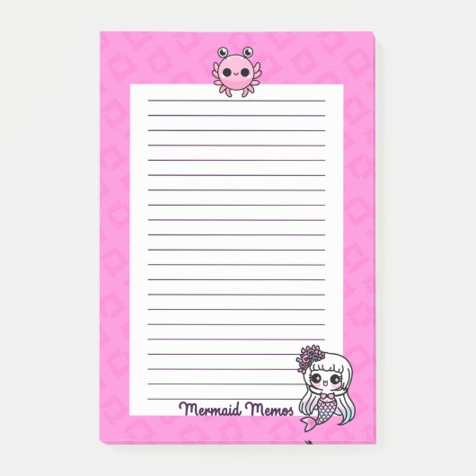 Pastel Gothic Kawaii Mermaid Memos 4x6 Notitieblok Post-it® Notes (Voorkant)
