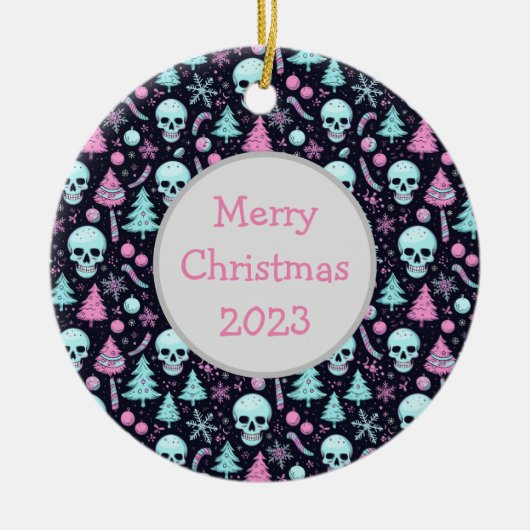 Pastel Gothic Kerst Keramisch Ornament (Voorkant)