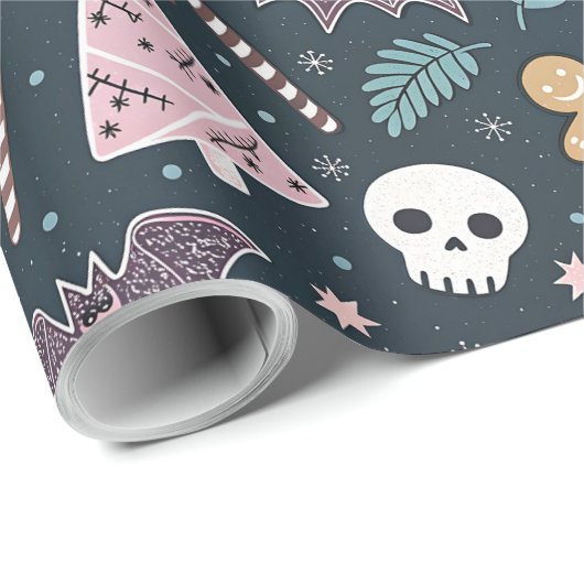 Pastel Gothic Kerstmis Cadeaupapier (Rol Hoek)