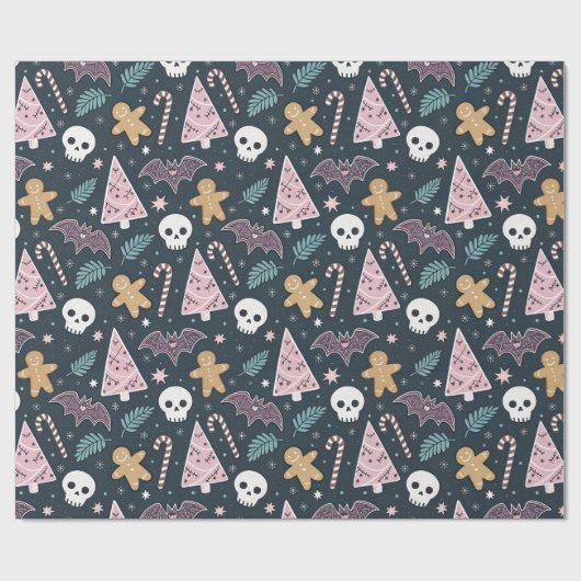 Pastel Gothic Kerstmis Cadeaupapier (Vlak)