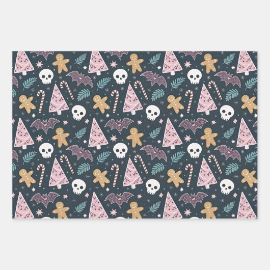 Pastel Gothic Kerstmis Inpakpapier Vel (Voorkant 3)
