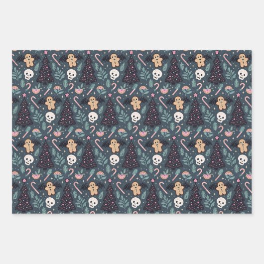 Pastel Gothic Kerstmis Inpakpapier Vel (Voorkant 2)