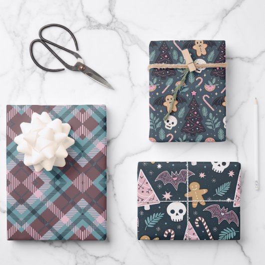 Pastel Gothic Kerstmis Inpakpapier Vel (Voorkant)