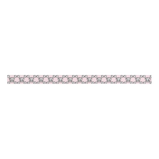 Pastel Gothic Kitsch Skull & Crossbones Grosgrain Lint (Voorkant)