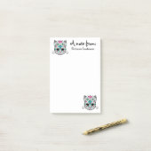 Pastel gothic kitty kat suiker schedel met jouw na post-it® notes (Op bureau)