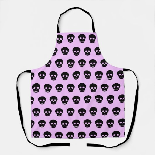 Pastel Gothic Lila Black Skull Pattern Schort (Voorkant)