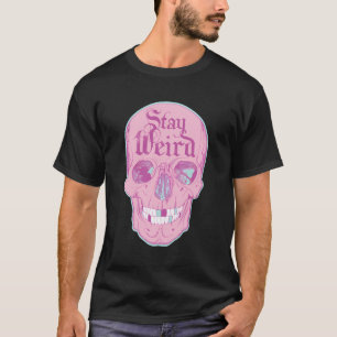 Pastel Gothic Meisje Blijf Raar Emo Roze Schedel V T-shirt