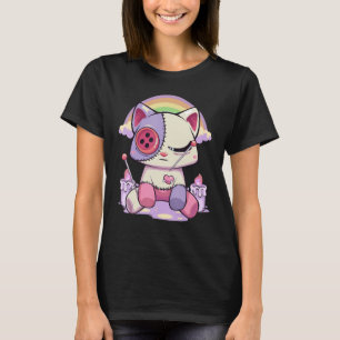 Pastel Gothic Menhera Sad Creepy Voodoo Doll Cat T-shirt