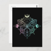 Pastel Gothic Moon Gothic Wicca Crescent Butterfly Briefkaart (Voorkant / Achterkant)