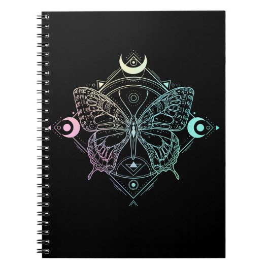 Pastel Gothic Moon Gothic Wicca Crescent Butterfly Notitieboek (Voorkant)