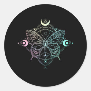 Pastel Gothic Moon Gothic Wicca Crescent Butterfly Ronde Sticker