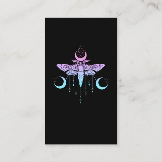 Pastel Gothic Moon Kawaii Aesthethetische Moth Visitekaartje (Voorkant)