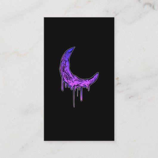 Pastel Gothic Moon Kawaii Creepy Crescent Visitekaartje (Voorkant)