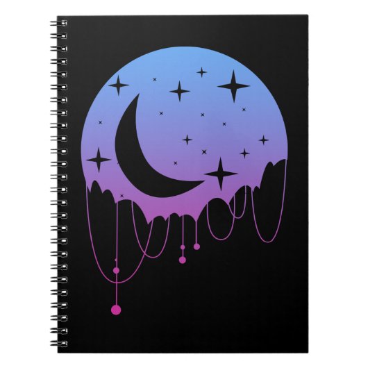Pastel Gothic Moon Kawaii esthetische sterren Cres Notitieboek (Voorkant)