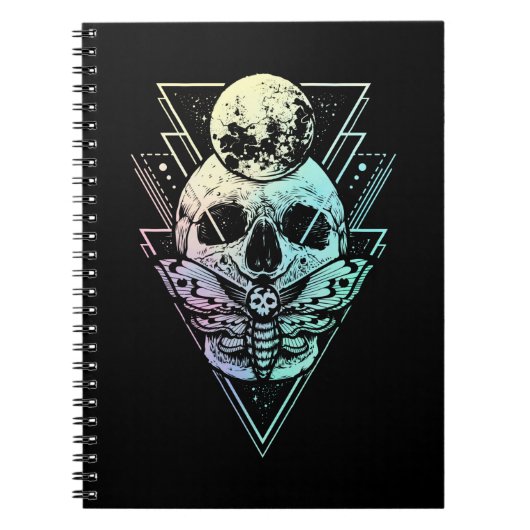 Pastel Gothic Moon Skull Gothic Wicca Crescent Mot Notitieboek (Voorkant)