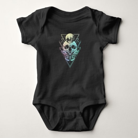 Pastel Gothic Moon Skull Gothic Wicca Crescent Mot Romper (Voorkant)