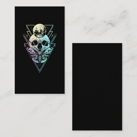 Pastel Gothic Moon Skull Gothic Wicca Crescent Mot Visitekaartje (Voorkant / Achterkant)