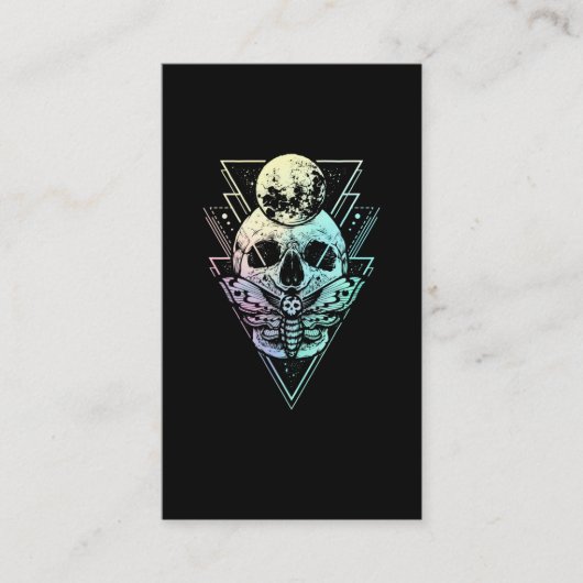 Pastel Gothic Moon Skull Gothic Wicca Crescent Mot Visitekaartje (Voorkant)