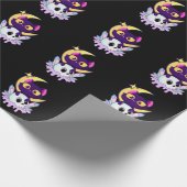 Pastel Gothic Moon Wiccan Animal Cat Skull Cadeaupapier (Hoek)