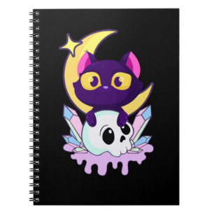 Pastel Gothic Moon Wiccan Animal Cat Skull Notitieboek