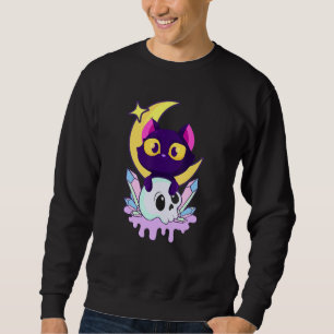 Pastel Gothic Moon Wiccan Animal Cat Skull Trui