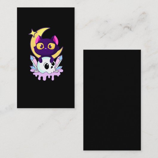 Pastel Gothic Moon Wiccan Animal Cat Skull Visitekaartje (Voorkant / Achterkant)