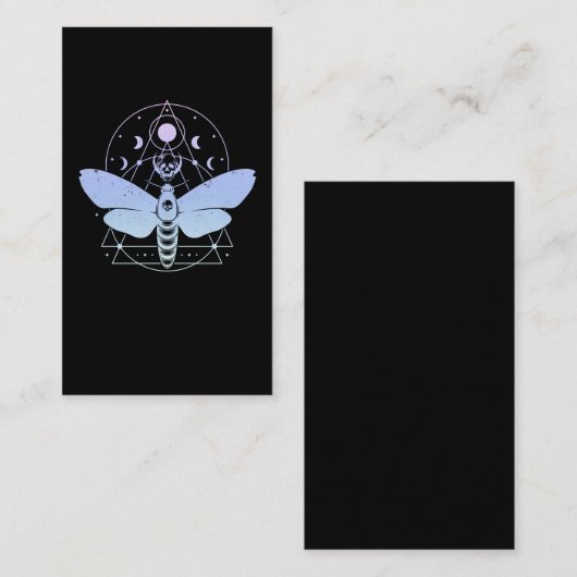 Pastel Gothic Moth Moon Wiccan Crescent Skull Visitekaartje (Voorkant / Achterkant)